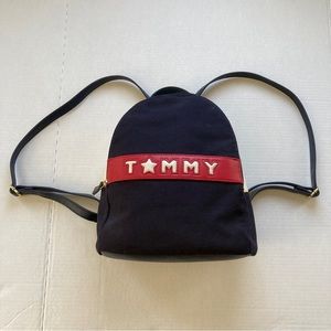 Y2K Tommy Hilfiger Mini Canvas Backpack Red/White/Blue with Adjustable Straps